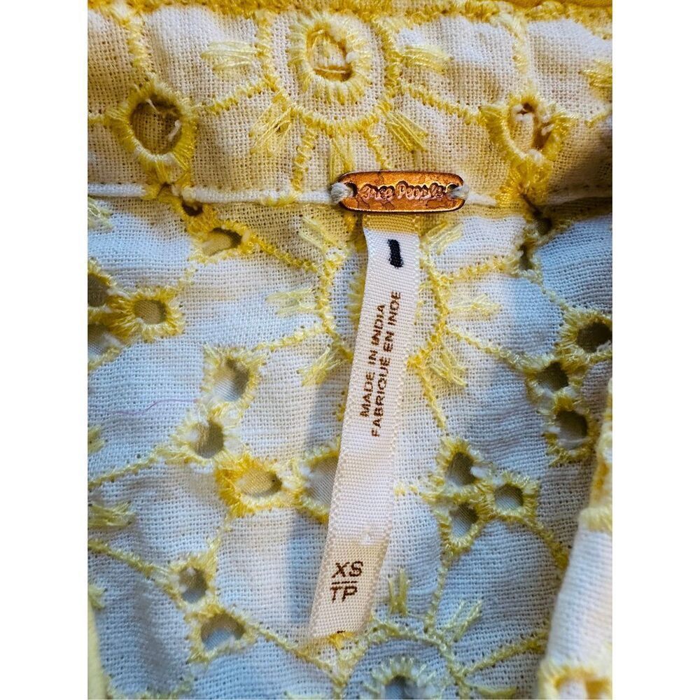 Free people Women’s long sleeved button up yellow cotton cropped tops Sz XS, NWT - Picture 6 of 14